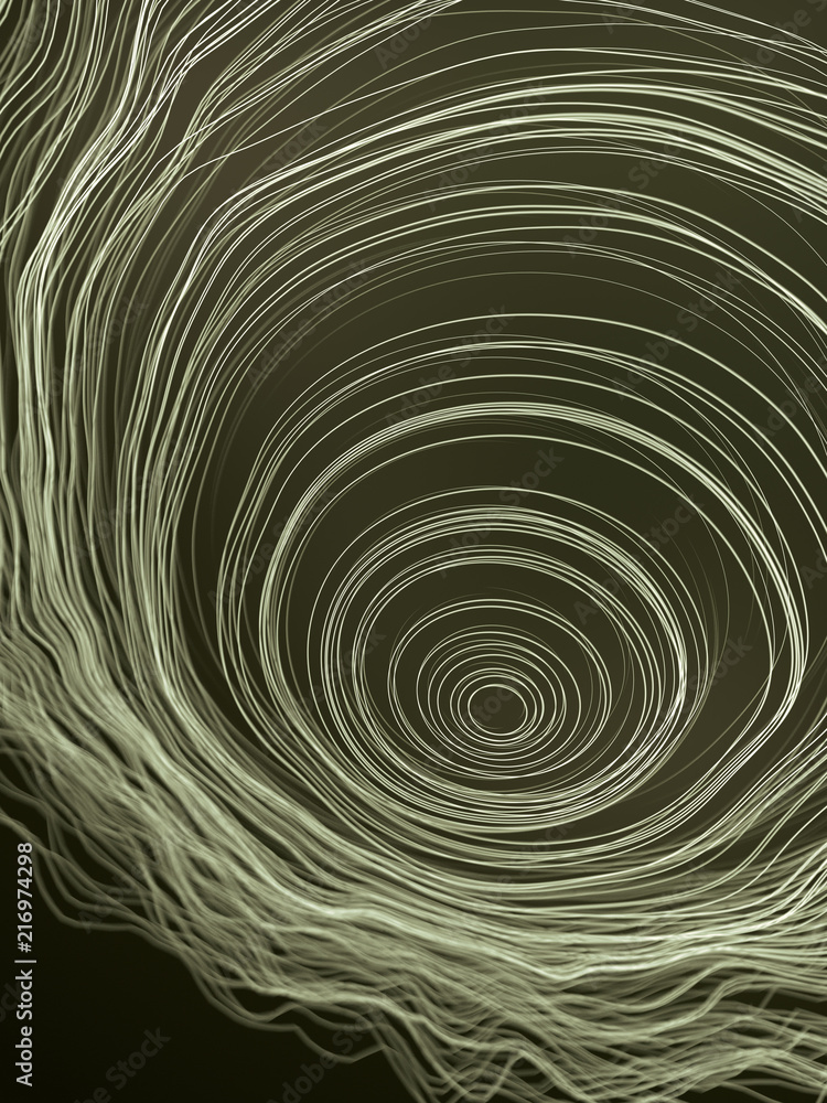 Poster magic wavy rings with on a dark background. 3d rendering
