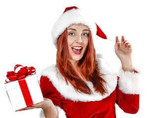 Santa Clause woman and white space 