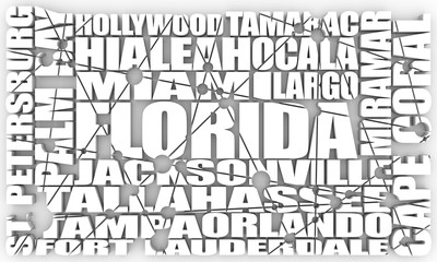Image relative to usa travel. Florida state cities list. 3D rendering