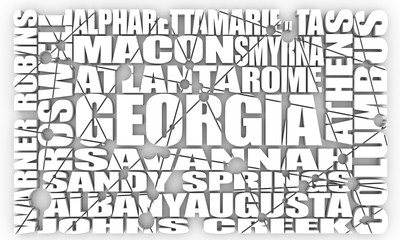 Image relative to usa travel. Georgia state cities list. 3D rendering