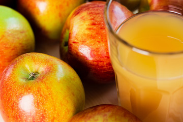 Close-up view of glass of fresh apple juice
