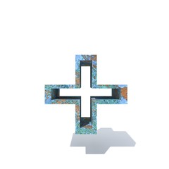 Fototapeta premium Conceptual old rusted metal font or type, iron or steel industry piece isolated white background. Educative rusty material, aged vintage surface, worn damaged paint as 3D illustration rough surface