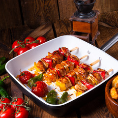 original hungarian shashlik with onion and paprika