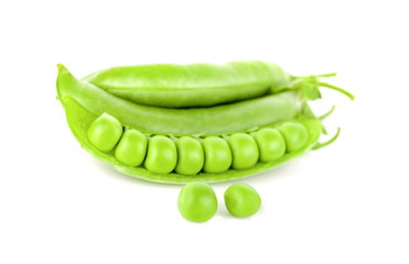 fresh green peas isolated on a white background
