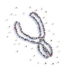 A lot of people form tool, pliers, icon . 3d rendering.