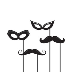 Carnival mask black silhouette. Vector template