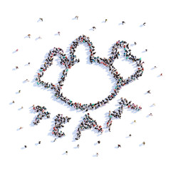 A lot of people form team, icon . 3d rendering.