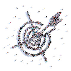A lot of people form target, icon . 3d rendering.