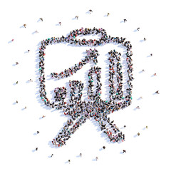A lot of people form diagram, business, icon . 3d rendering.
