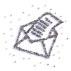 A lot of people form message, icon . 3d rendering.