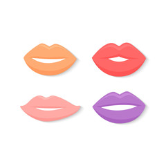 lip icon vector design set, colorful lip shape vector template
