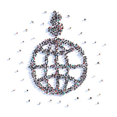 A lot of people form planet, business, icon . 3d rendering.