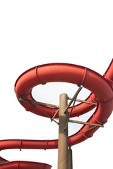 red water slide isolated for white background
