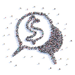 A lot of people form message, icon . 3d rendering.