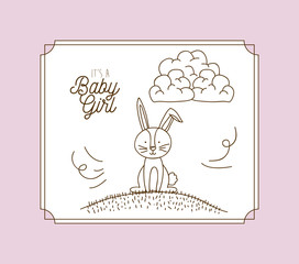 its a girl hand draw invitation card vector illustration design