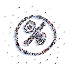 A lot of people form diagram, business, icon . 3d rendering.