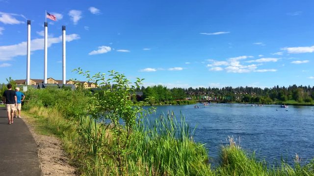 Old Mill District Bend on a clear summer day