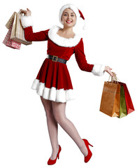 Santa Claus woman and white space 