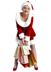 Santa Claus woman and white space 