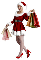 Santa Claus woman and white space 