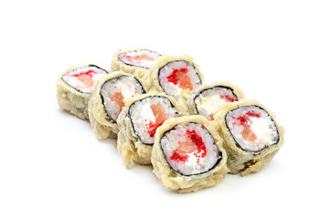 sushi roll isolated on white background.