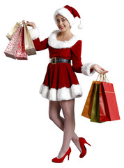 Santa Claus woman and white space 