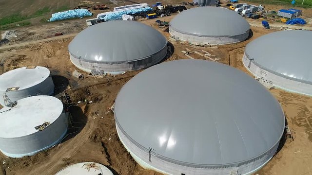 Production of biogas. Biogas plant. Construction of production facilities for processing chicken litter in biogas. Alternative Energy with Bio Technology