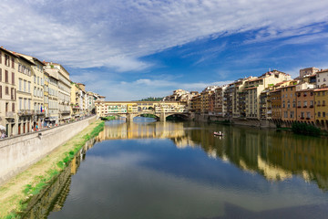 Fototapeta na wymiar Ponte Vecchio bridge in Florence, Italy. Arno River. Tuscany