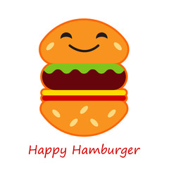 Banner Emotions Hamburger. Cute cartoon. Vector illustration.
