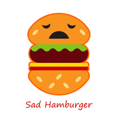 Banner Emotions Hamburger. Cute cartoon. Vector illustration.