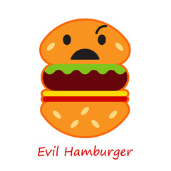 Banner Emotions Hamburger. Cute cartoon. Vector illustration.