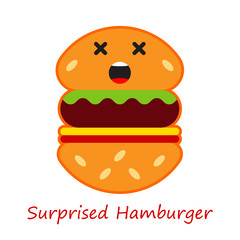 Banner Emotions Hamburger. Cute cartoon. Vector illustration.