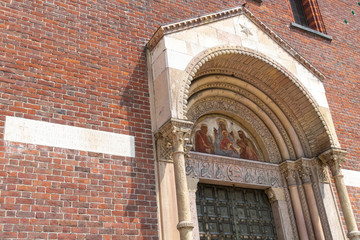 Obraz premium Basilica of Sant'Eustorgio in Milan, Northern Italy. This church was for years an important stop for pilgrims on their journey to Rome or to the Holy Land