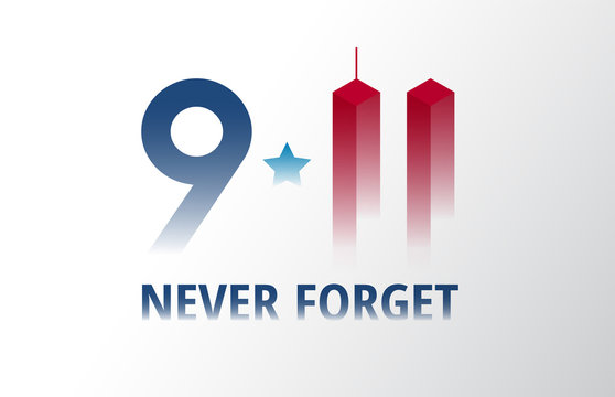 Patriot Day September 11 poster vector illustration. 9/11 lettering patriotic banner background