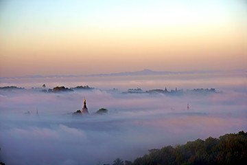 misty sunrise of Mrauk U, Rakhine State, Myanmar, Burma