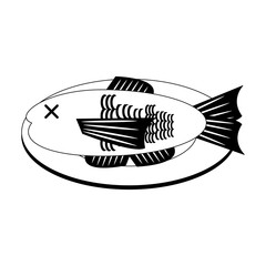 Fish on dish vector illustration graphic design