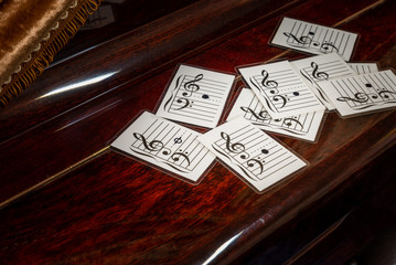 Music note on flash cards