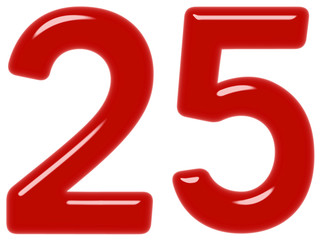 Numeral 25, twenty five, isolated on white background, 3d render