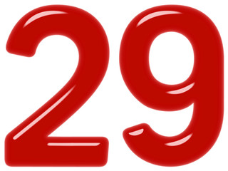 Numeral 29, twenty nine, isolated on white background, 3d render