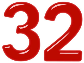 Fototapeta premium Numeral 32, thirty two, isolated on white background, 3d render