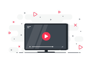 Video tutorials icon concept. Video conference and webinar icon, internet and video services. Trendy flat vector on white background. Vector Illustration.
