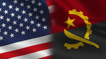 Usa and Angola Realistic Half Flags Together