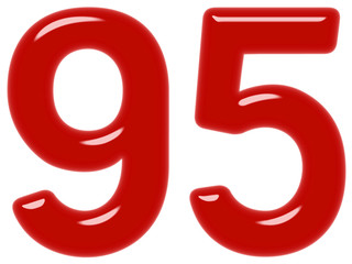 Numeral 95, ninety five, isolated on white background, 3d render