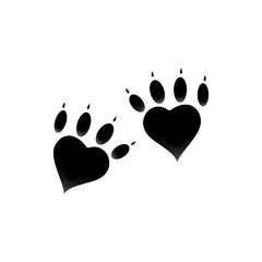 Pet animal dog cat paw print isolated on white. Icon, logotype © lonabon