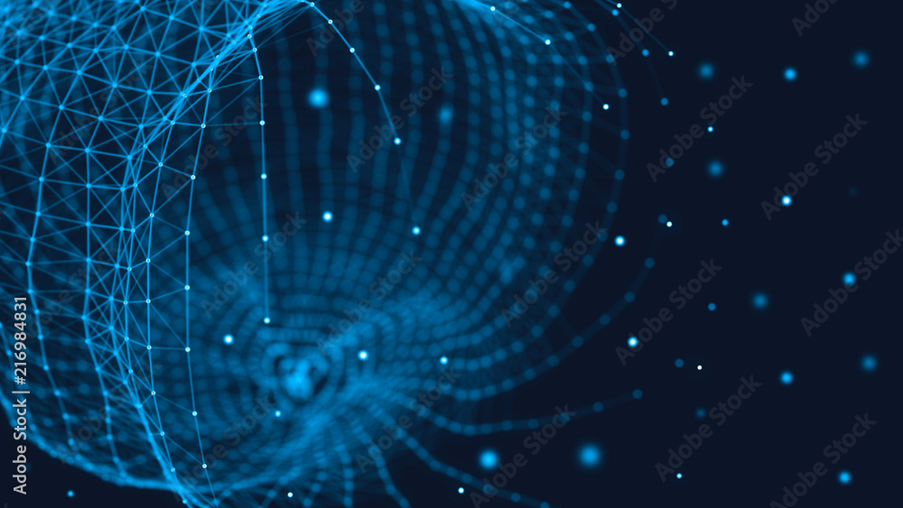 Poster abstract 3d technology futuristic geometrical and science neon visualization. plexus digital wallpap