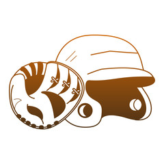 Baseball helmet and glove vector illustration graphic design