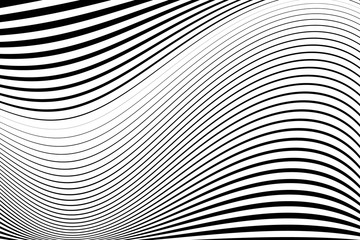 Abstract pattern.  Texture with wavy, billowy lines. Optical art background. Wave design black and white.