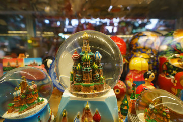 The window of gift shop in Moscow