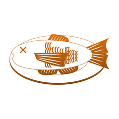 Fish on dish vector illustration graphic design