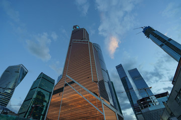 Moscow city buildings made of glass and metal